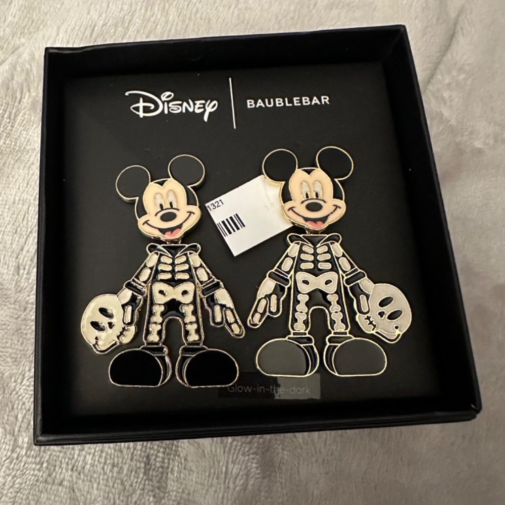 NIB DISNEY BAUBLEBAR MICKEY SKELTON EARRINGS - Picture 2 of 2